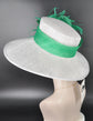 Wide Brim Sinamay Hat for Kentucky Derby,Ascot Royal, Tea Garden Party,Easter Day,Mother of The Bride Elegant Occasion Hat White Kelly Green