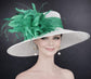 Wide Brim Sinamay Hat for Kentucky Derby,Ascot Royal, Tea Garden Party,Easter Day,Mother of The Bride Elegant Occasion Hat White Kelly Green