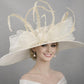 Ivory Off White Wide Brim Sinamay Hat for Kentucky Derby,Ascot Royal, Tea Garden Party,Easter Day,Mother of The Bride Elegant Occasion Hat