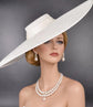 White Super  Wide Brim Sinamay Fascinator Hat  Ascot Royal Hat Wedding Race Day Kentucky Derby Party Mother of the Bride Studio Photoshoot