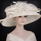 Off White Ivory Wide Brim Kentucky Derby Hat,Ascot Hat for Wedding & Tea Party, Garden Party Hat, Mother of the Bride, Church
