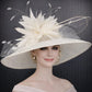 Wide Brim Kentucky Derby Hat, Ascot Hat for Wedding & Tea Party, Garden Party Hat, Mother of the Bride, Church- White