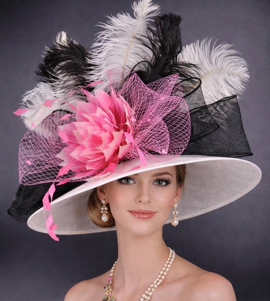 Wide Brim Kentucky Derby Hat, Ascot Hat for Wedding & Tea Party, Garden Party Hat, Mother of the Bride, Church