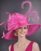 Wide Brim Kentucky Derby Hat, Ascot Hat for Wedding & Tea Party, Garden Party Hat, Mother of the Bride, Church Fuschia Pink
