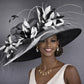 Black  White Feather Wide Brim Kentucky Derby Hat, Ascot Hat for Wedding & Tea Party, Garden Party Hat, Mother of the Bride, Church