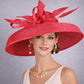 Red Wide Brim Kentucky Derby Hat, Ascot Hat for Wedding & Tea Party, Garden Party Hat, Mother of the Bride,Church, Audrey Hepburn Style