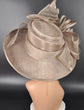 Taupe  Wide Brim Sinamay Hat for Kentucky Derby, Ascot Racing Hat, Elegant Wedding Guest Hat, Mother of the Bride Hat