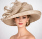 Taupe  Wide Brim Sinamay Hat for Kentucky Derby, Ascot Racing Hat, Elegant Wedding Guest Hat, Mother of the Bride Hat