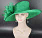 Kelly  Green Wide Brim Kentucky Derby Hat, Ascot Hat for Wedding & Tea Party, Garden Party Hat, Mother of the Bride, Church