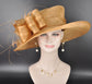 Metal Gold Wide Brim Kentucky Derby Hat, Ascot Hat for Wedding & Tea Party, Garden Party Hat, Mother of the Bride, Church