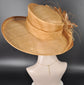 Metal Gold Wide Brim Kentucky Derby Hat, Ascot Hat for Wedding & Tea Party, Garden Party Hat, Mother of the Bride, Church