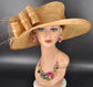 Metal Gold Wide Brim Kentucky Derby Hat, Ascot Hat for Wedding & Tea Party, Garden Party Hat, Mother of the Bride, Church