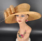 Metal Gold Wide Brim Kentucky Derby Hat, Ascot Hat for Wedding & Tea Party, Garden Party Hat, Mother of the Bride, Church