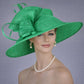 Kelly Green Three Layer Wide Brim Sinamay Hat Kentucky Derby Hat  Wedding Church Tea Party Garden Party Ascort Royal Party Hat