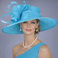 Teal Blue Three Layer Wide Brim Sinamay Hat Kentucky Derby Hat  Wedding Church Tea Party Garden Party Ascort Royal Party Hat