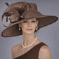 Brown/Coffee Three Layer Wide Brim Sinamay Hat Kentucky Derby Hat Wedding Church Tea Party Garden Carriage Party Ascort Royal Party Hat