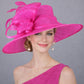 Fuchsia Pink Three Layer Wide Brim Sinamay Hat Kentucky Derby Hat Wedding Church Tea Party Garden Party Ascort Royal Party Hat