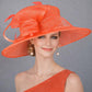 Coral Pink Three Layer Wide Brim Sinamay Hat Kentucky Derby Hat Wedding Church Tea Party Garden Carriage Party Ascort Royal Party Hat