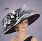 Black White Feather Flower Wide Brim Kentucky Derby Hat,Ascot Hat for Wedding & Tea Party, Garden Party Hat, Mother of the Bride, Church