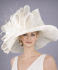 White Wide Brim Sinamay Derby Hat, Statement Hat, Hepburn Style Hat, Ascot Fascinator for Wedding, Church, Tea Party