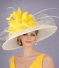 Off White Yellow Feather Flower Wide Brim Kentucky Derby Hat, Ascot Hat for Wedding Tea Party, Garden Party Hat, Mother of the Bride, Church