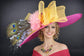 Wide Brim Kentucky Derby Hat,Ascot Hat for Wedding & Tea Party,Garden Party Hat,Mother of the Bride, Church Hot Pink Yellow Pink Powder Blue