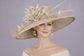 Taupe Wide Brim Kentucky Derby Hat,Ascot Hat for Wedding & Tea Party, Garden Party Hat, Mother of the Bride, Church