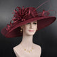 Burgundy / Wine /Maroon Wide Brim Sinamay Hat For Kentucky Derby,Tea Part,Garden Party, Church, Mother of the Bride, Ascot Royal Party