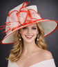 White  Red Wide Brim Kentucky Derby Hat, Ascot Hat for Wedding & Tea Party, Garden Party Hat, Mother of the Bride, Church