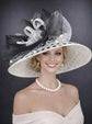 White Black Polka Dot Wide Brim Kentucky Derby Hat, Ascot Hat for Wedding & Tea Party, Garden Party Hat, Mother of the Bride, Church