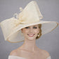 Champagne Wide Brim Sinamay Organza Church Hat,  Kentucky Derby Hat, Ascot Hat for Wedding Tea Party, Garden Party Hat, Mother of the Bride