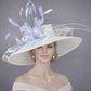 White, Powder Blue  Lilac Wide Brim Kentucky Derby Hat,Ascot Hat for Wedding & Tea Party, Garden Party Hat, Mother of the Bride, Church