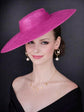 Fuchsia Pink Wide Brim Sinamay Fascinator Hat  Ascot Royal Hat for Wedding Race Day Kentucky Derby Party Mother of the Bride