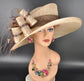 Taupe Brown Wide Brim Kentucky Derby Hat, Ascot Hat for Wedding & Tea Party, Garden Party Hat, Mother of the Bride, Church