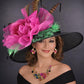 Black, Green, Fuchsia, Pink Wide Brim Kentucky Derby Hat, Ascot Hat for Wedding & Tea Party, Garden Party Hat, Mother of the Bride,Church