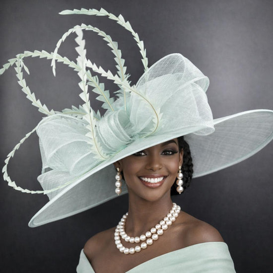Powder Blue  Wide Brim Kentucky Derby Hat, Ascot Hat for Wedding & Tea Party, Garden Party Hat, Mother of the Bride,Church
