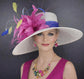 White Royal Blue Pink Yellow Blue Wide Brim Kentucky Derby Hat,Ascot Hat for Wedding Tea Party,Garden Party Hat, Mother of the Bride, Church