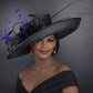 Black Purple Feather Wide Brim Sinamay Hat For Kentucky Derby, Church,  Ascot Royal, Tea&Garden Party, Wedding, Mother of the Bride,Carriage