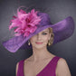 Purple Wide Brim Kentucky Derby Hat,Ascot Hat for Wedding & Tea Party, Garden Party Hat, Mother of the Bride, Church