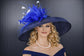 Navy & Royal Blue Wide Brim Sinamay hat, Kentucky derby Hat, Wedding Guest Hat, Tea Party Hat, Ascot Royal Style Hat,Oaks Day Hat