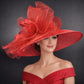 Wide Brim Kentucky Derby Hat, Ascot Hat for Wedding & Tea Party, Garden Party Hat, Mother of the Bride, Church – Red