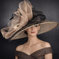 Taupe Leopard Wide Brim Sinamay hat, Kentucky derby Hat, Wedding Guest Hat, Tea Party Hat, Ascot Royal Style Hat,Oaks Day Hat