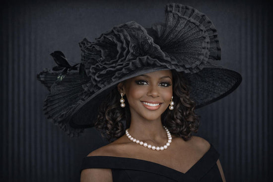 Black Feathered Wide Brim Sinamay hat, Kentucky derby Hat, Wedding Guest Hat, Tea Party Hat, Ascot Royal Style Hat,Oaks Day Hat