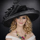 Wide Brim Sinamay  Hat for Kentucky Derby, Ascot Racing Hat, Elegant Wedding Guest Hat, Mother of the Bride Hat  Black