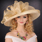 Wide Brim Sinamay  Hat for Kentucky Derby, Ascot Racing Hat, Elegant Wedding Guest Hat, Mother of the Bride Hat Gold