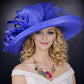 Wide Brim Sinamay  Hat for Kentucky Derby, Ascot Racing Hat, Elegant Wedding Guest Hat, Mother of the Bride Hat Royal Blue