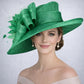 Kelly  Green Wide Brim Kentucky Derby Hat, Ascot Hat for Wedding & Tea Party, Garden Party Hat, Mother of the Bride, Church