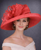 Red Wide Brim Sinamay Hat for Kentucky Derby, Ascot Racing Hat, Elegant Wedding Guest Hat, Mother of the Bride Hat