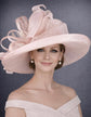 Blush Pink Dusty Pink Wide Brim Sinamay Hat for Kentucky Derby, Ascot Racing Hat, Elegant Wedding Guest Hat, Mother of the Bride Hat