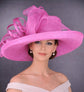 Wide Brim Sinamay Hat for Kentucky Derby, Ascot Racing Hat, Elegant Wedding Guest Hat, Mother of the Bride Hat  Fuchsia Pink